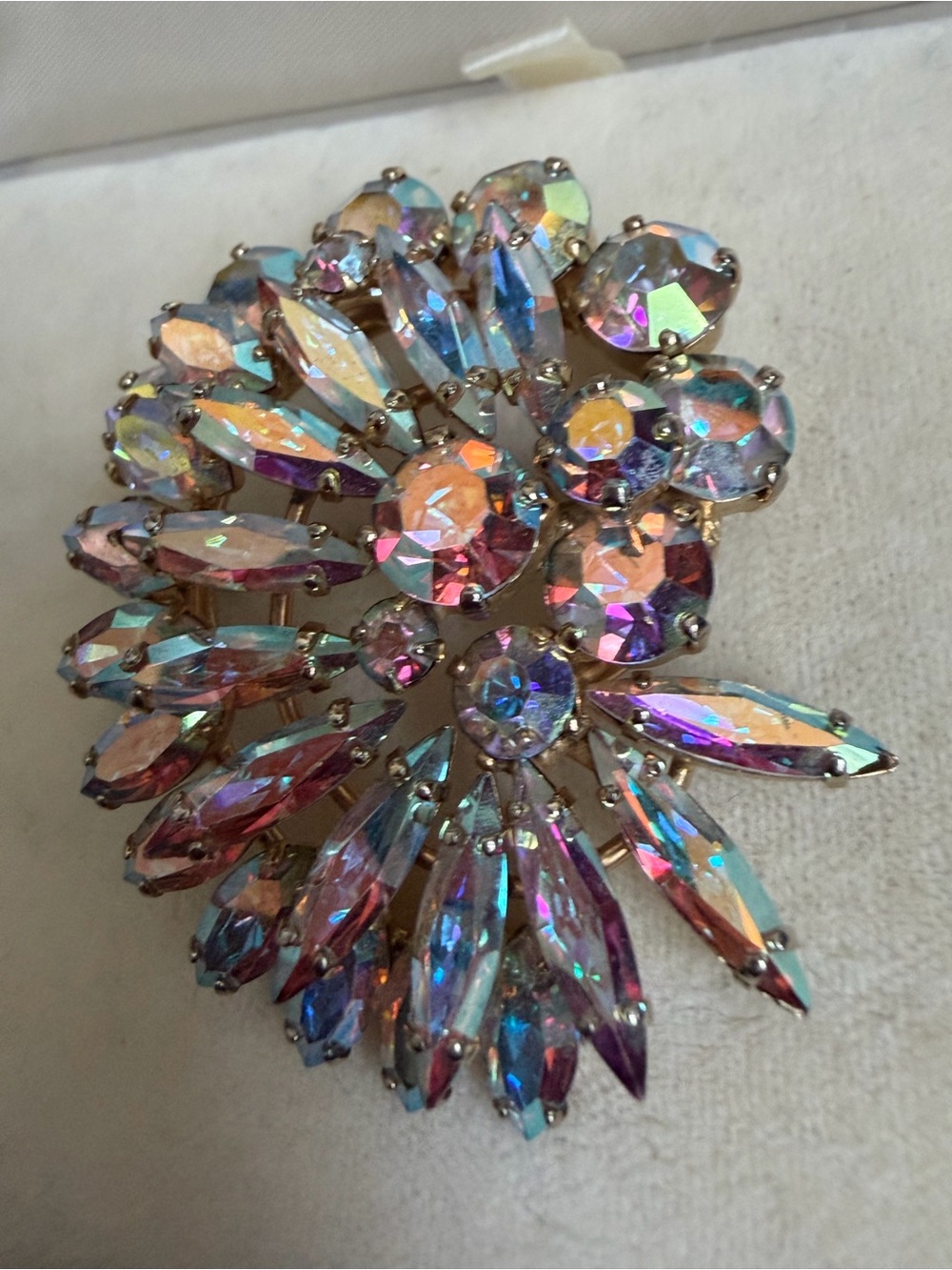 Sherman Iridescent Crystal Burst Brooch